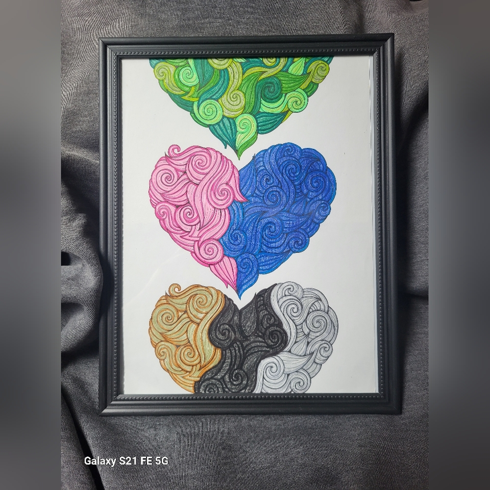 Multi-colored Triple Heart Wall Art
